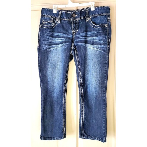 Maurices Womens Straight Leg Jeans (7/8) Short Stretch Dark Wash - Picture 1 of 8